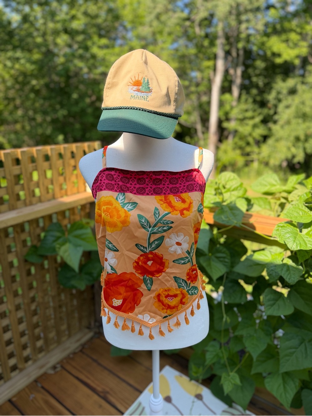 Rachel Zoe Floral Tassel Crop Top S *HAT NOT INCLUDED*